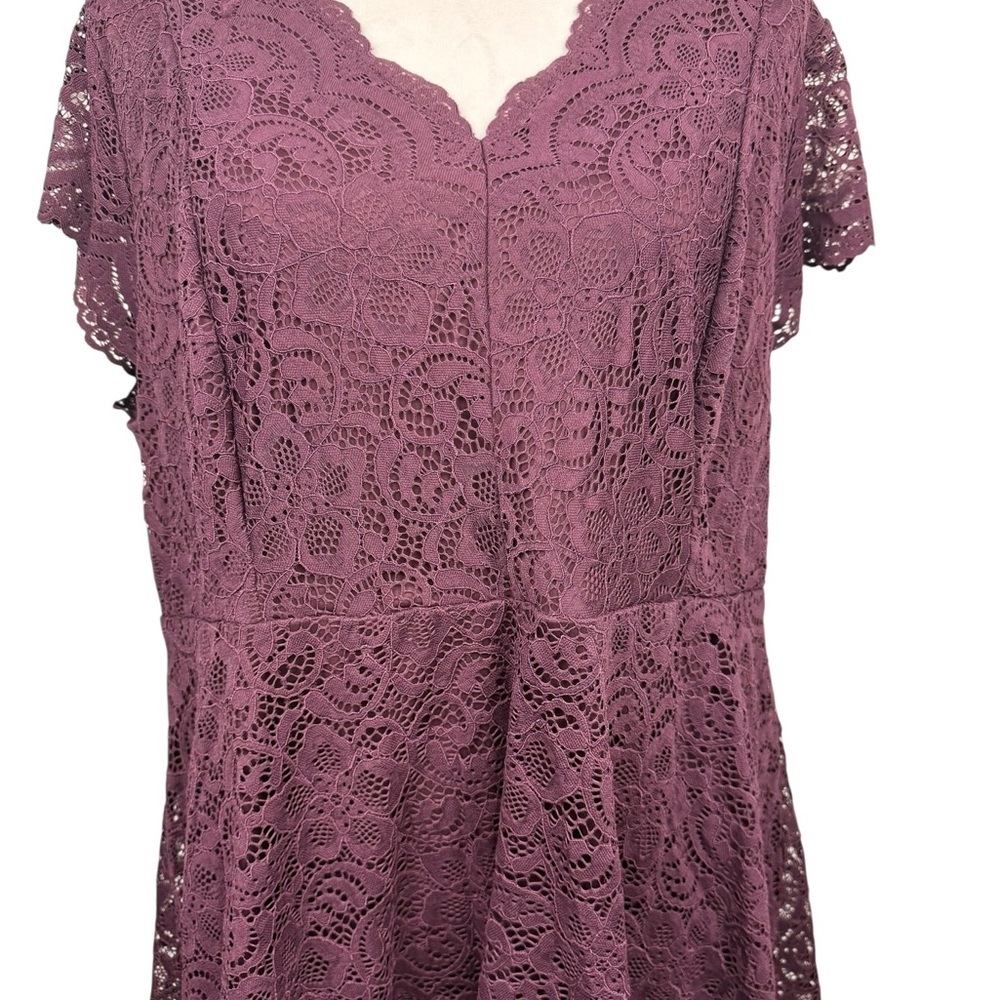 Torrid burgundy wine lace short sleeve top size 2/2X/18-20